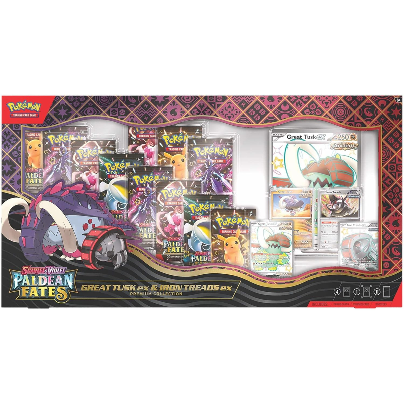 Pokémon TCG Scarlet & Violet Paldean Fates Great Tusk ex & Iron Threads ex Premium Collection