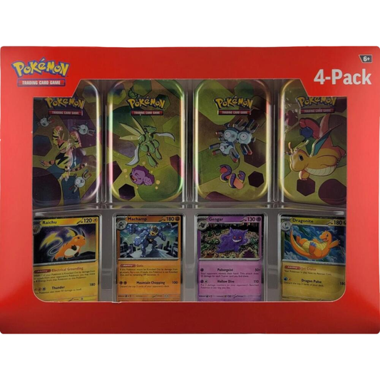 Pokémon TCG Scarlet & Violet Sam's Club 151 Mini Tin 4-Pack + 4-Promo Cards Bundle